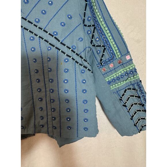Simply Styled Sears Embellished Jacquard Jacket Beaded Embroidered Boho Womens M - Picture 8 of 12